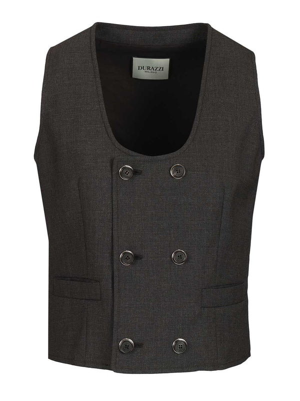 Tailored Double-Breasted Vest Jackets Grey