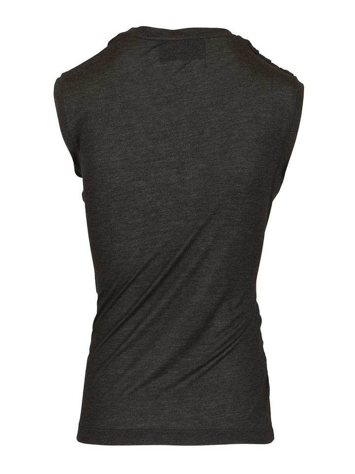 Durazzi Milano Draped Tank Top Tops - Black | bc0784233b22a499583ab18ec1534260cd891a6b