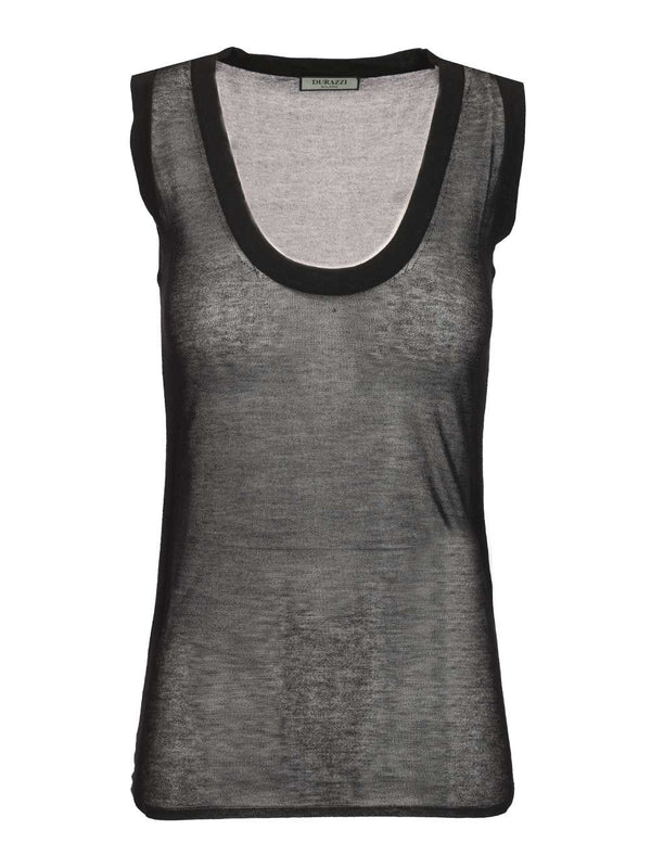 Semi-Sheer Tank Top Tops Black