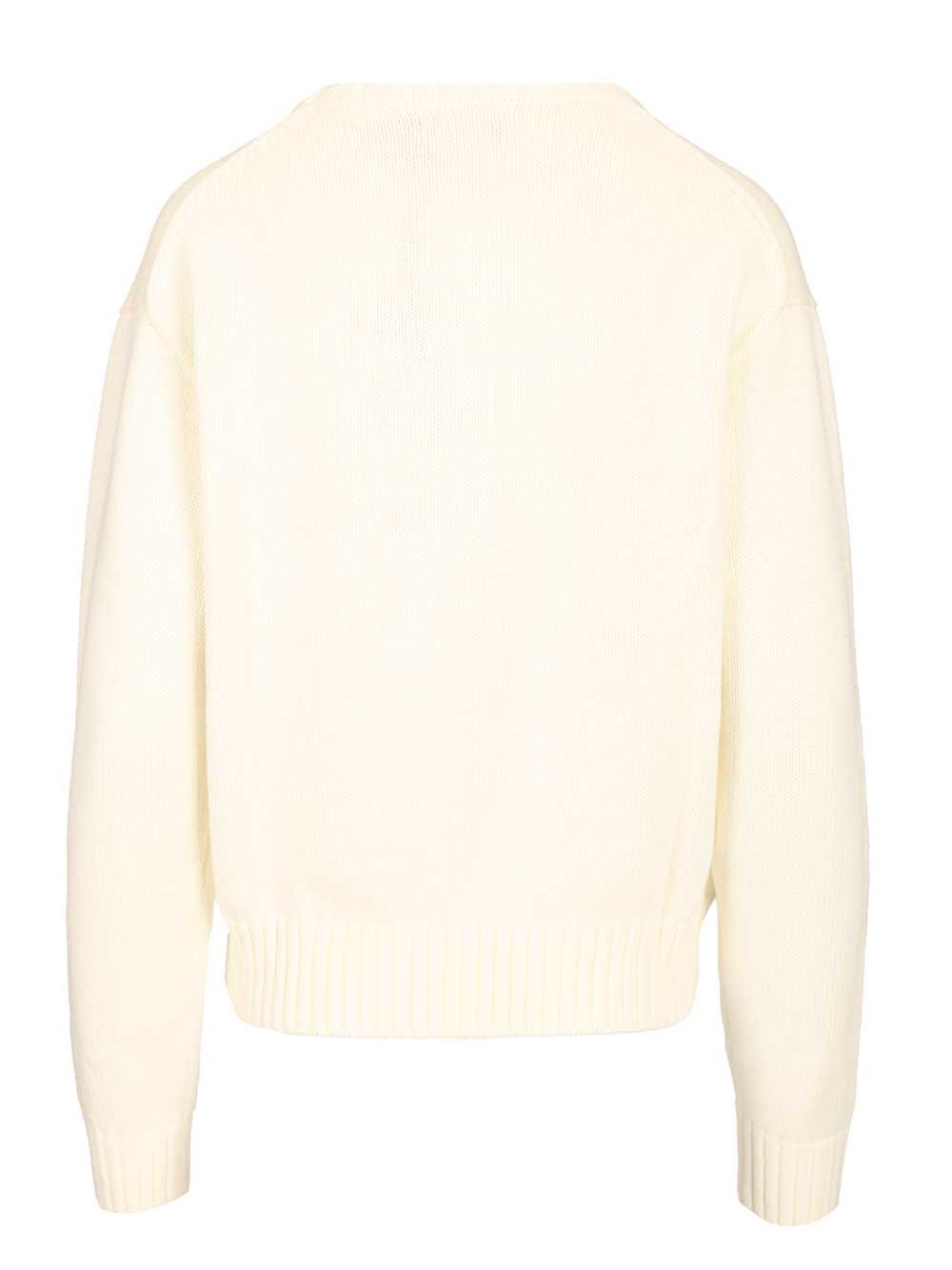 Polo Ralph Lauren Polo Bear Cotton Pullover With Inlays Knitwear - White | 38ad4e8a2b5ce9e27cd801f9e721c9830f10a4da