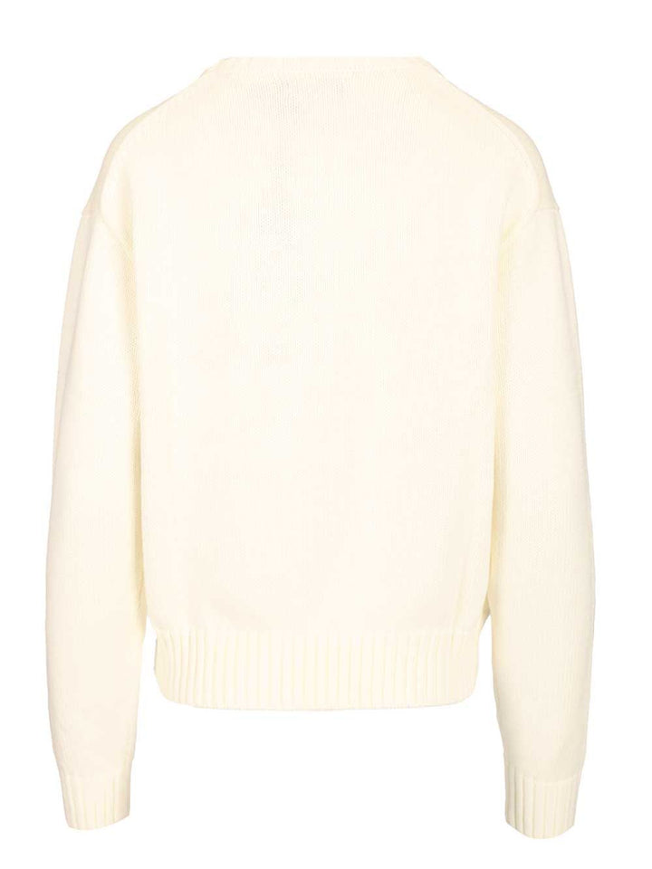 Polo Ralph Lauren Polo Bear Cotton Pullover With Inlays Knitwear - White | 38ad4e8a2b5ce9e27cd801f9e721c9830f10a4da
