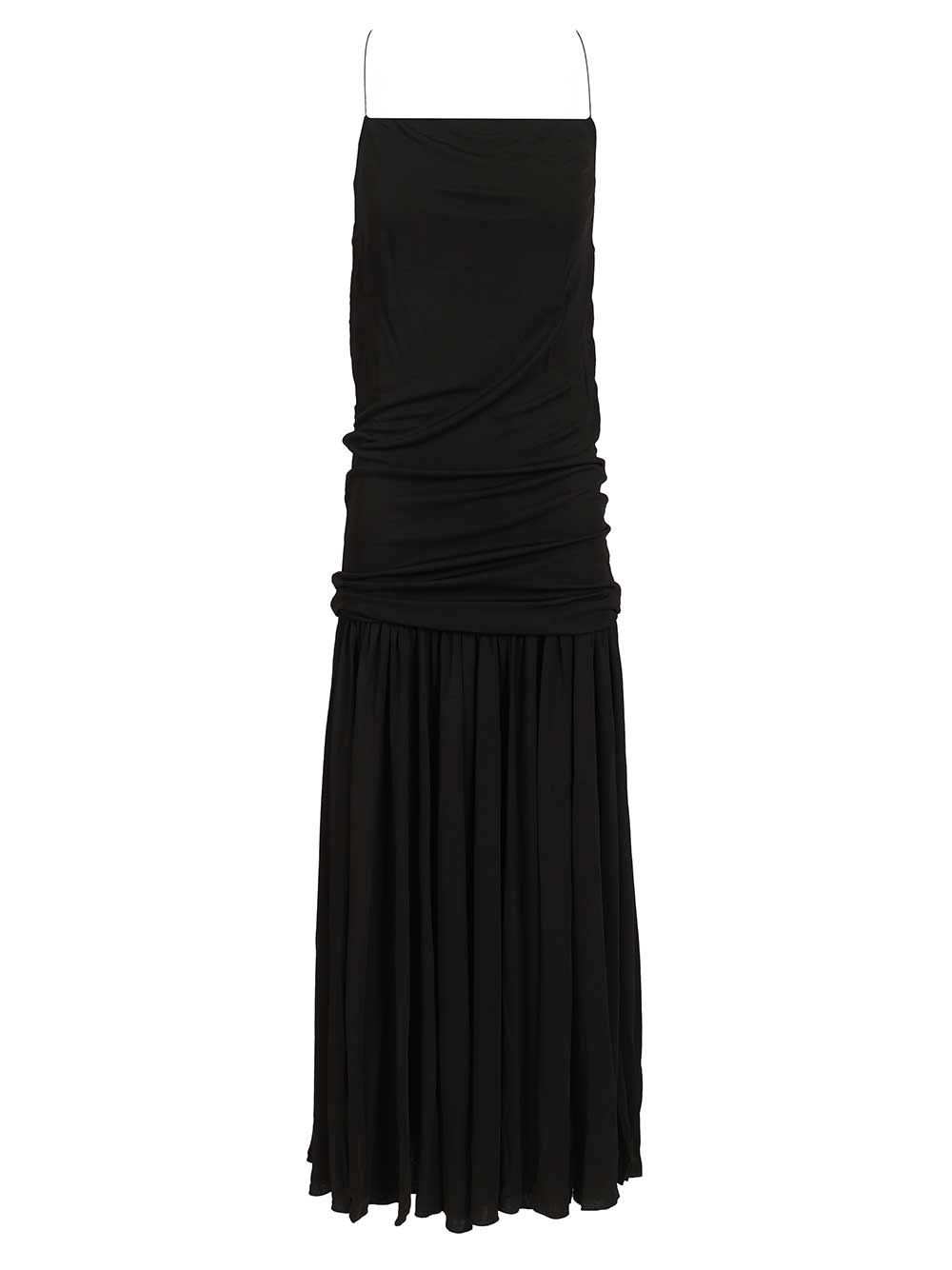 Jacquemus Abiha Gathered Jersey Midi Dress Dresses - Black | de2aced2d8f6e4607473367f3f7fc551a7aa731e