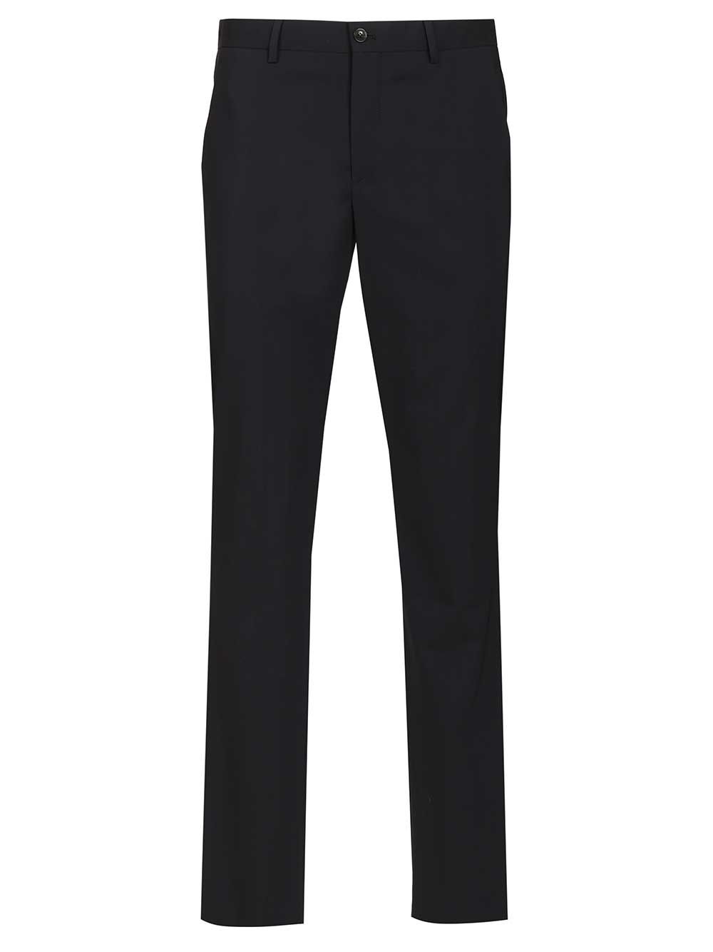 Giorgio Armani Flat Front  In Virgin Wool Trousers - Blue | d3cd6d8efa91b73353b12f3ab4893a1aaba4f016