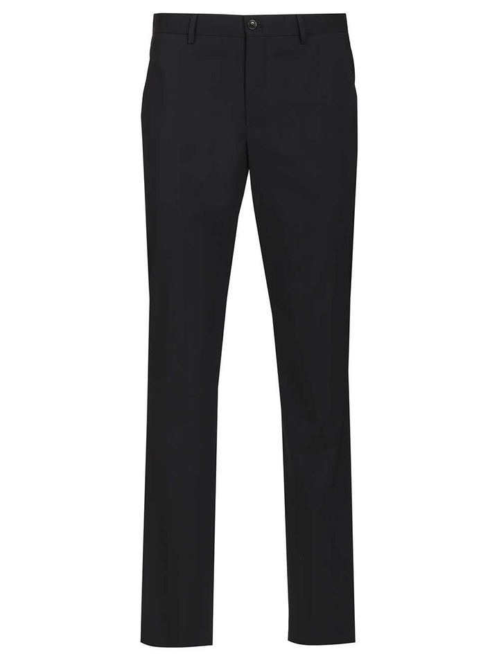 Giorgio Armani Flat Front  In Virgin Wool Trousers - Blue | d3cd6d8efa91b73353b12f3ab4893a1aaba4f016