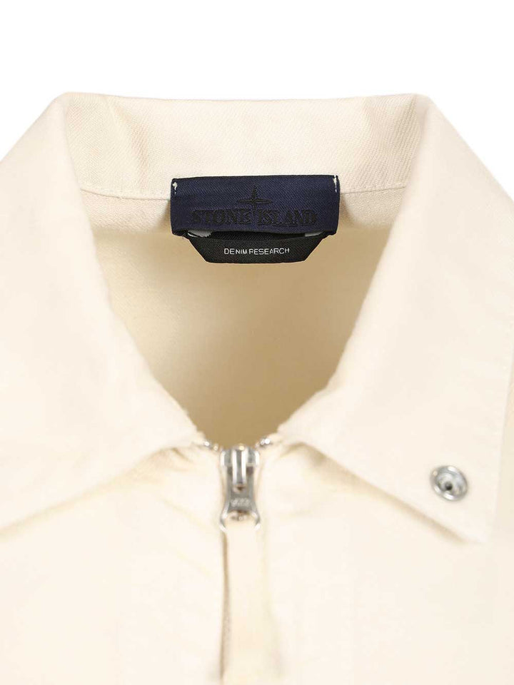 Stone Island Denim Research Cotton Denim Overshirt Shirts - White | 7b605082902261d85d8075ad625980ded34982b7