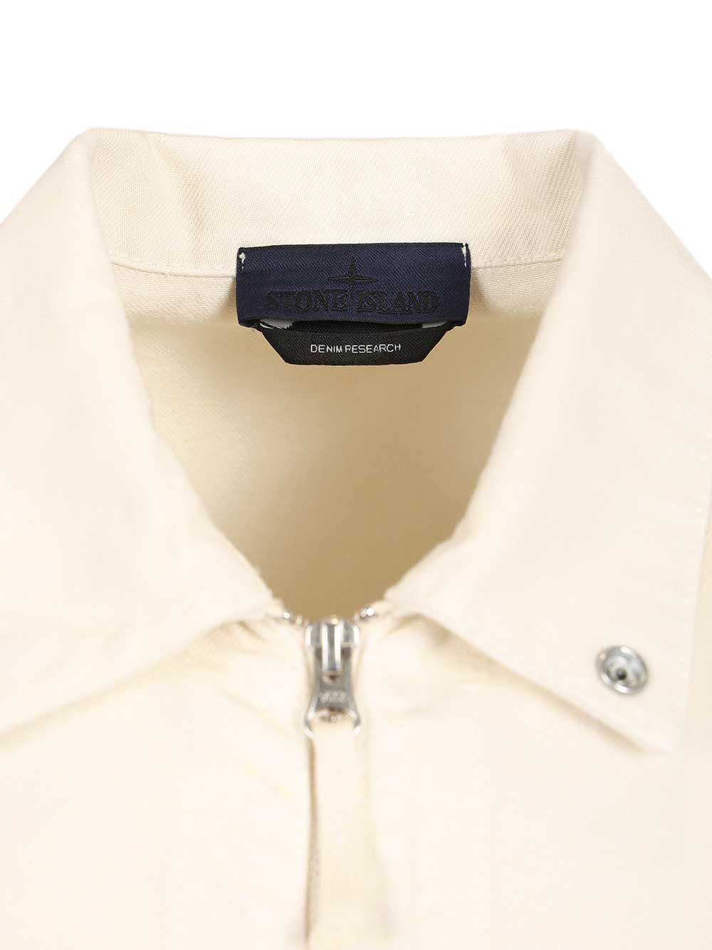 Stone Island Denim Research Cotton Denim Overshirt Shirts - White | 7b605082902261d85d8075ad625980ded34982b7