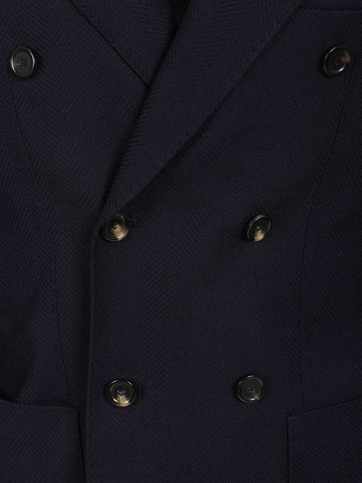 Al Duca D'Aosta Double-Breasted Wool Herringbone Blazer Dresses - Blue | 17be7b7126e270dcf466b2793eeae3f71777a120