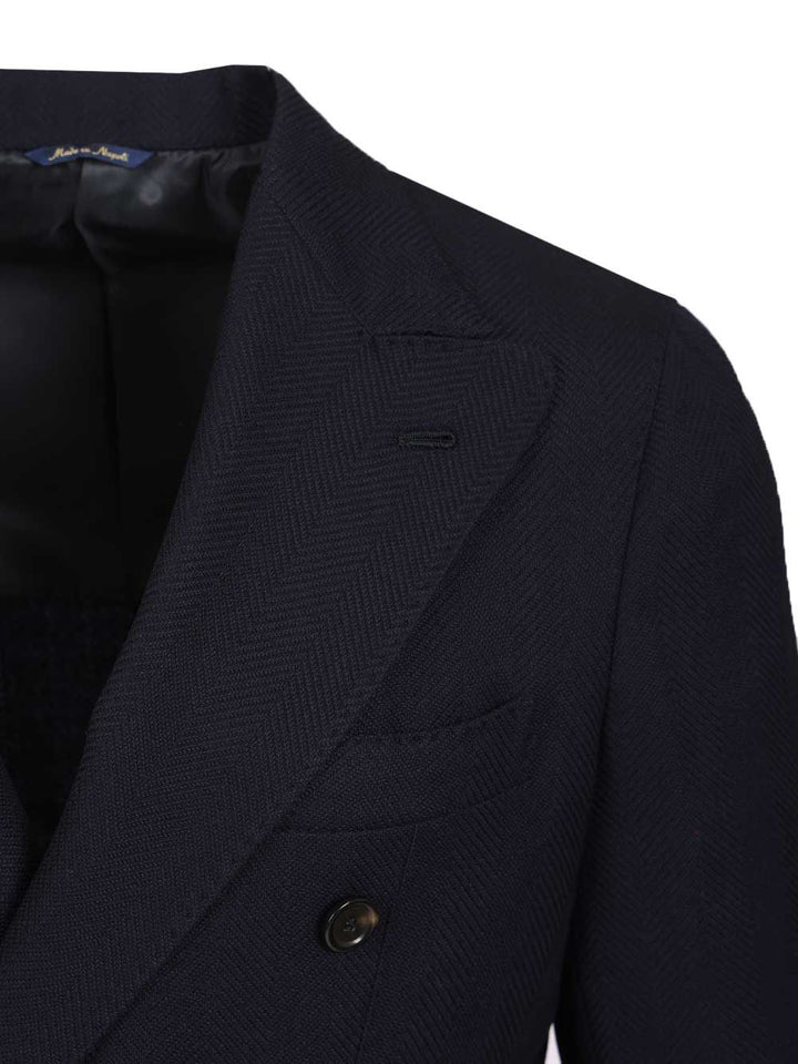 Al Duca D'Aosta Double-Breasted Wool Herringbone Blazer Dresses - Blue | 00d05638e0c3277a2ce9f4c30d08bcb35137375e
