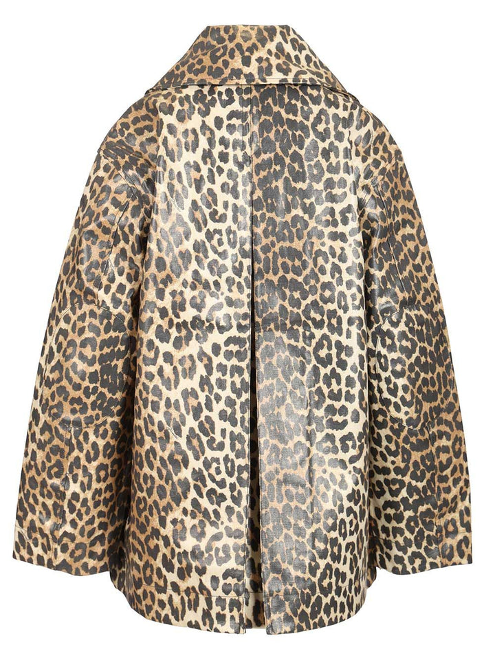 Ganni Leopard Laminated Cotton Jacket Jackets - Animalier | 6ed0b3a765380dcecb5c624c72bac4a829be1ca8
