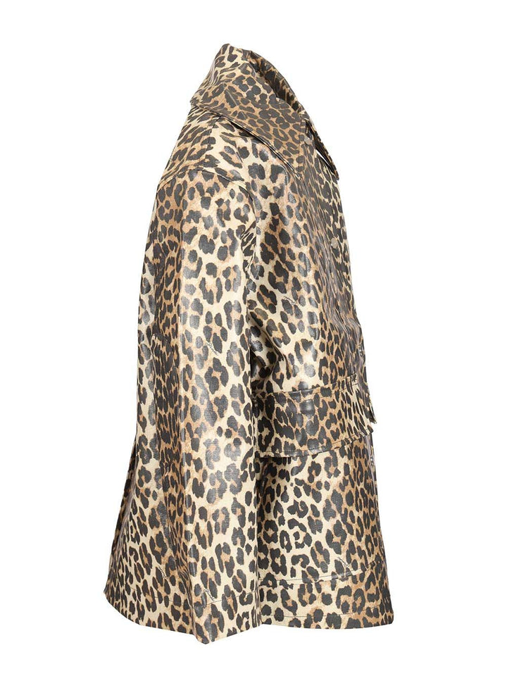 Ganni Leopard Laminated Cotton Jacket Jackets - Animalier | f6bd901524b741729e722e5750f5411b3abf973b
