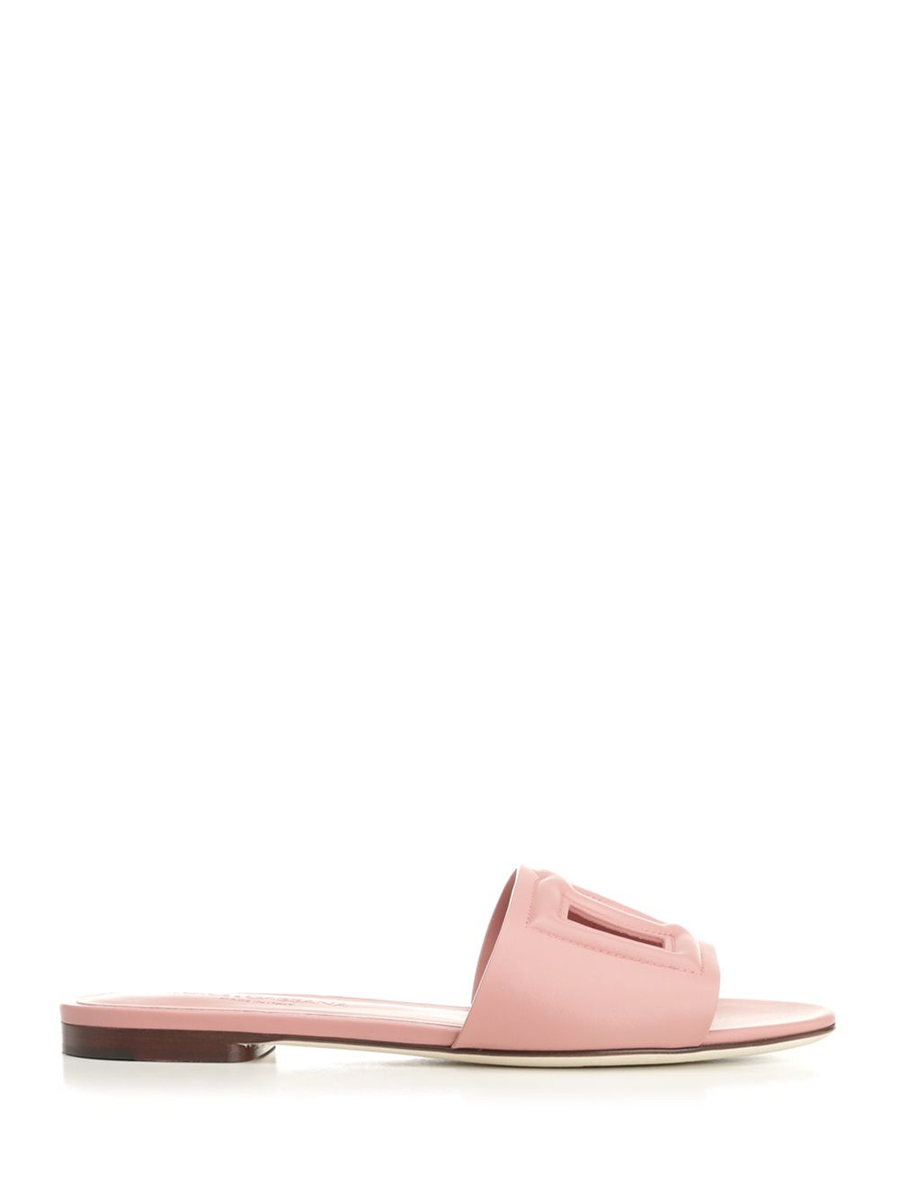 Dolce & Gabbana Calfskin Slides With Dg Logo Sandals - Rose | 9444e3f8d1ee0a2fdc921feb456ff226d75720e7