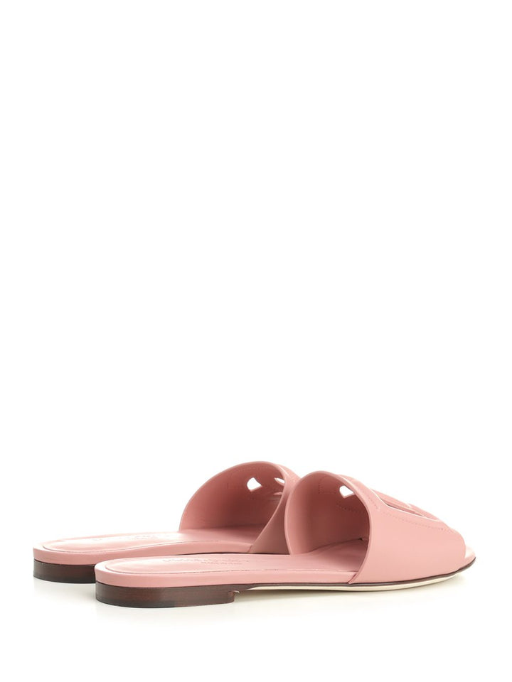 Dolce & Gabbana Calfskin Slides With Dg Logo Sandals - Rose | 320f1a82879a3bc572da9b9ac9fd0db198b3fd6a