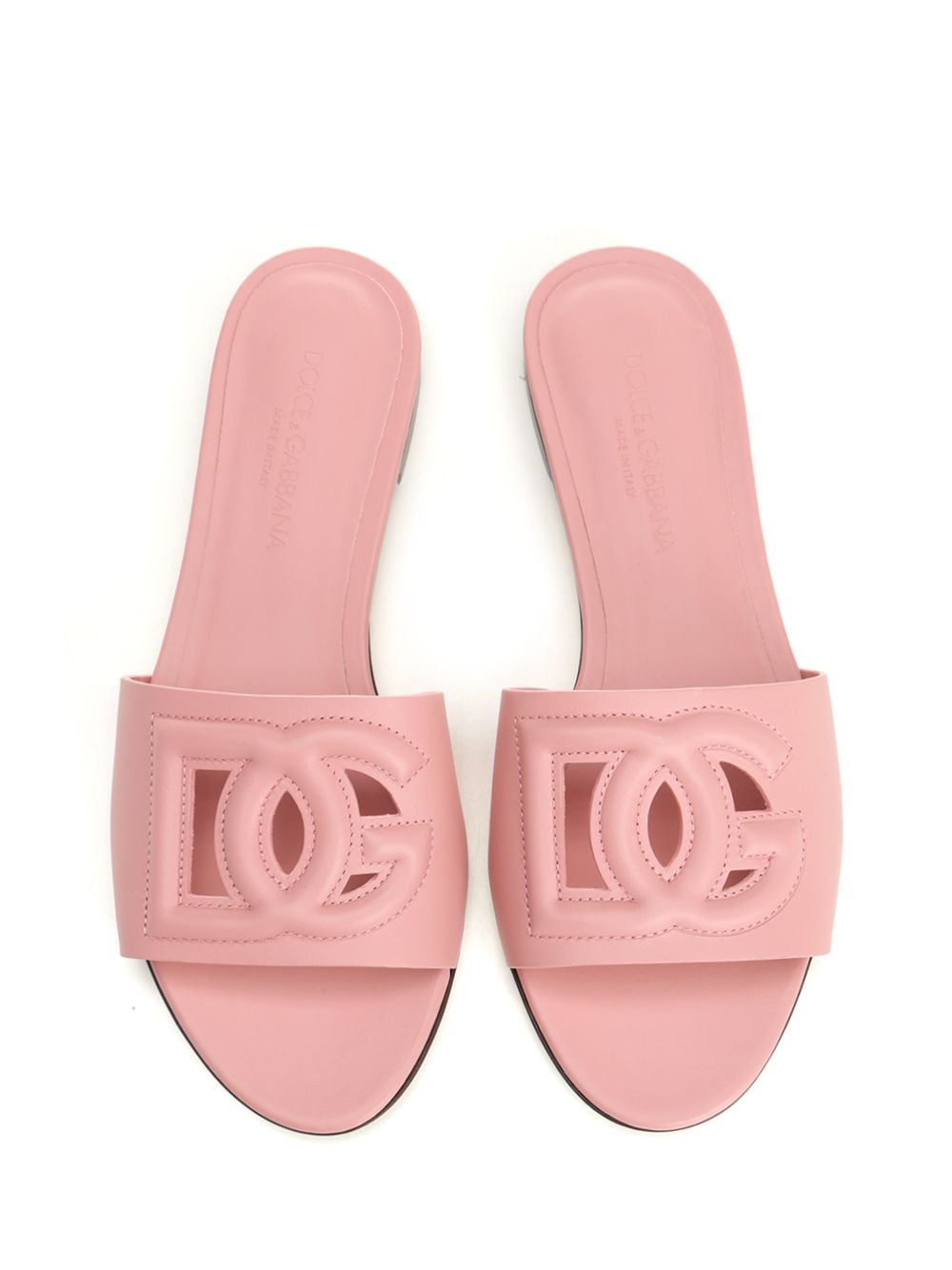 Dolce & Gabbana Calfskin Slides With Dg Logo Sandals - Rose | 719ed8d84e1dd2d0896fc91ec6188497d34e4c1b