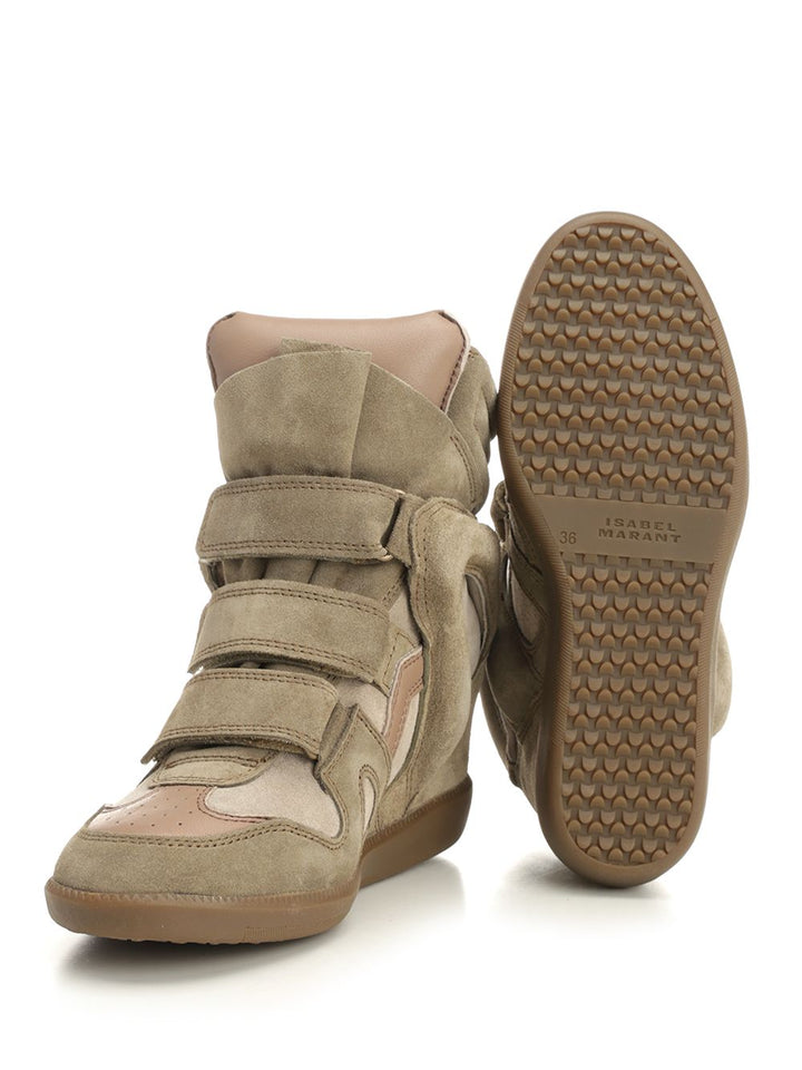 Isabel Marant Bekett  With Leather Wedge Sneakers - Beige | 2fdb8857e84bd176fddce9622f14f0d0b9e5da43