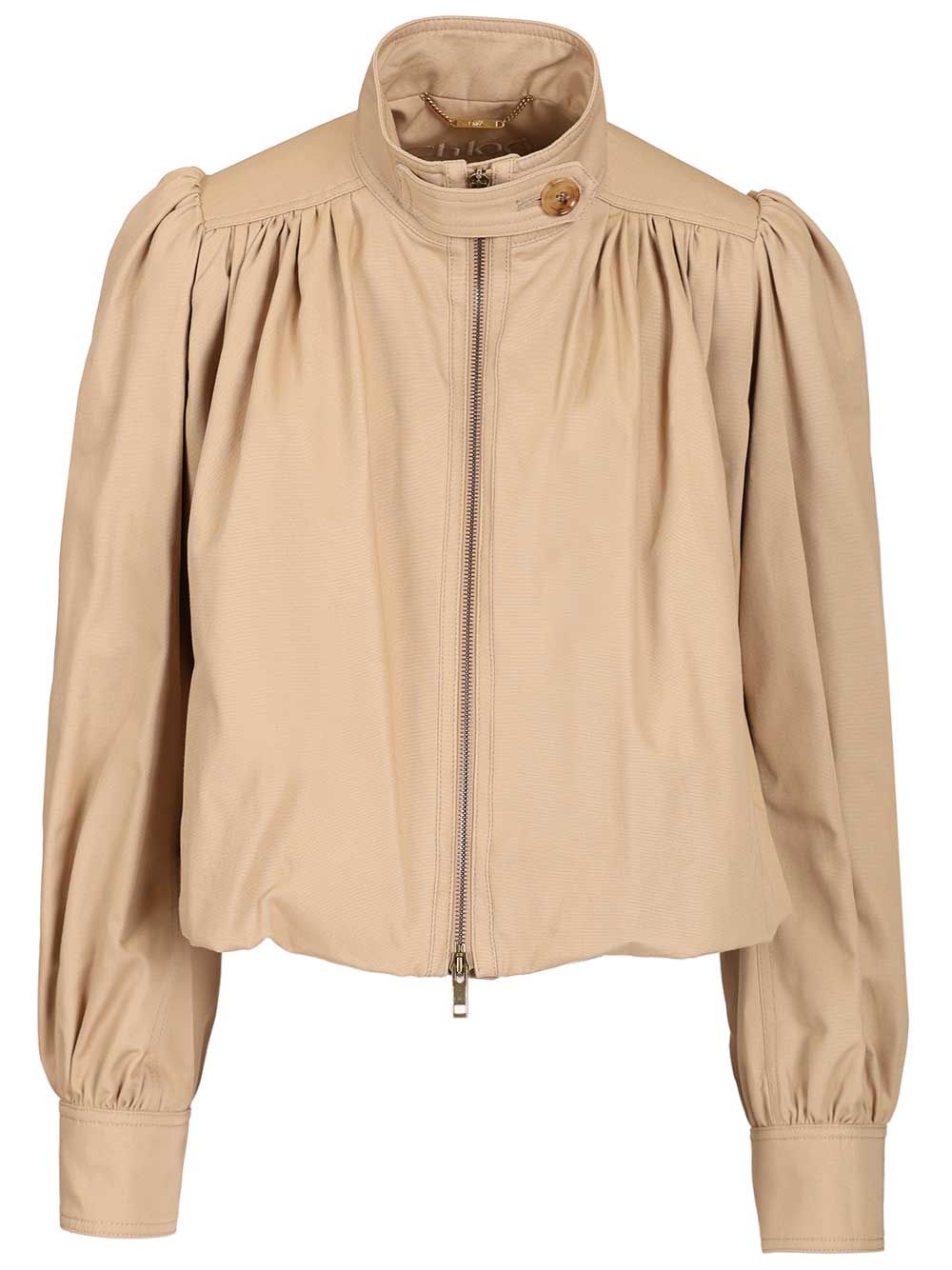 Chloe' Gathered Boule Jacket Knitwear - Brown | 9238d65b553c726e460027f82862d672a37f69a5