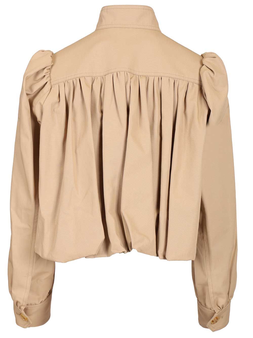 Chloe' Gathered Boule Jacket Knitwear - Brown | a2b1d0d46c58f9be083257caeed9403d4f11c210