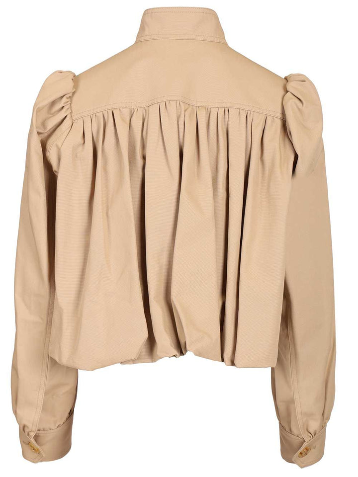 Chloe' Gathered Boule Jacket Knitwear - Brown | a2b1d0d46c58f9be083257caeed9403d4f11c210