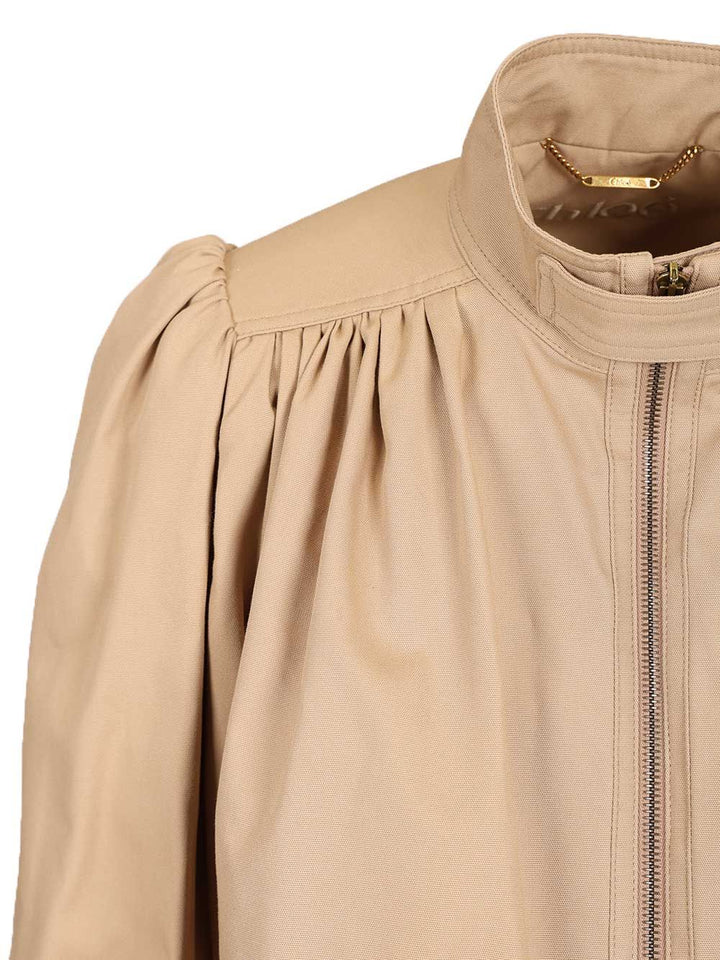 Chloe' Gathered Boule Jacket Knitwear - Brown | f134500301459795f3fbc8ddaa27af14edbf0996