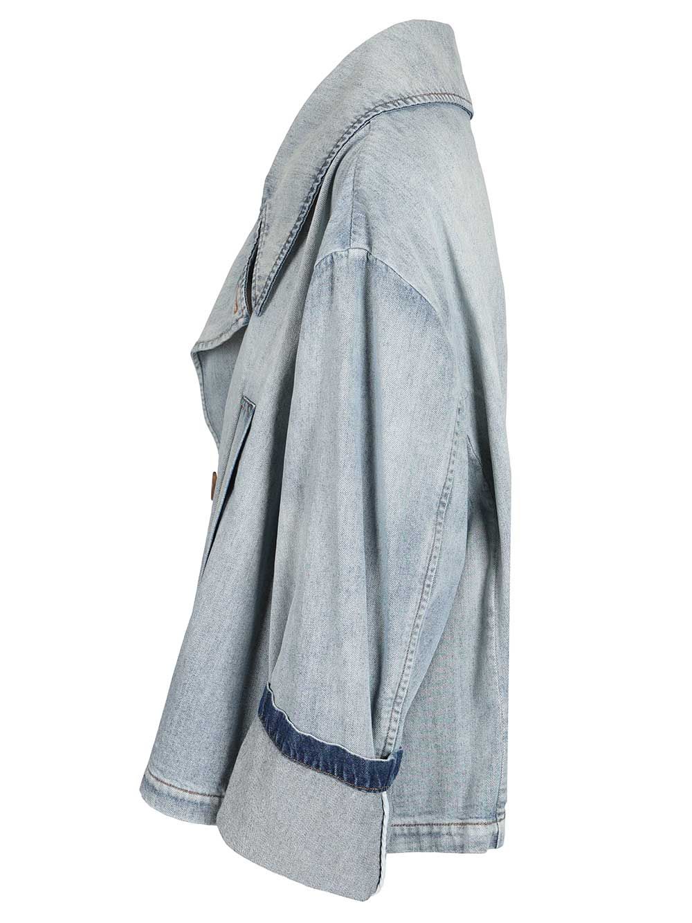 Mm6 Maison Margiela Denim Peacoat Coats - Blue | 47502dc0f8958e65e3d857d123eeec5375615e57