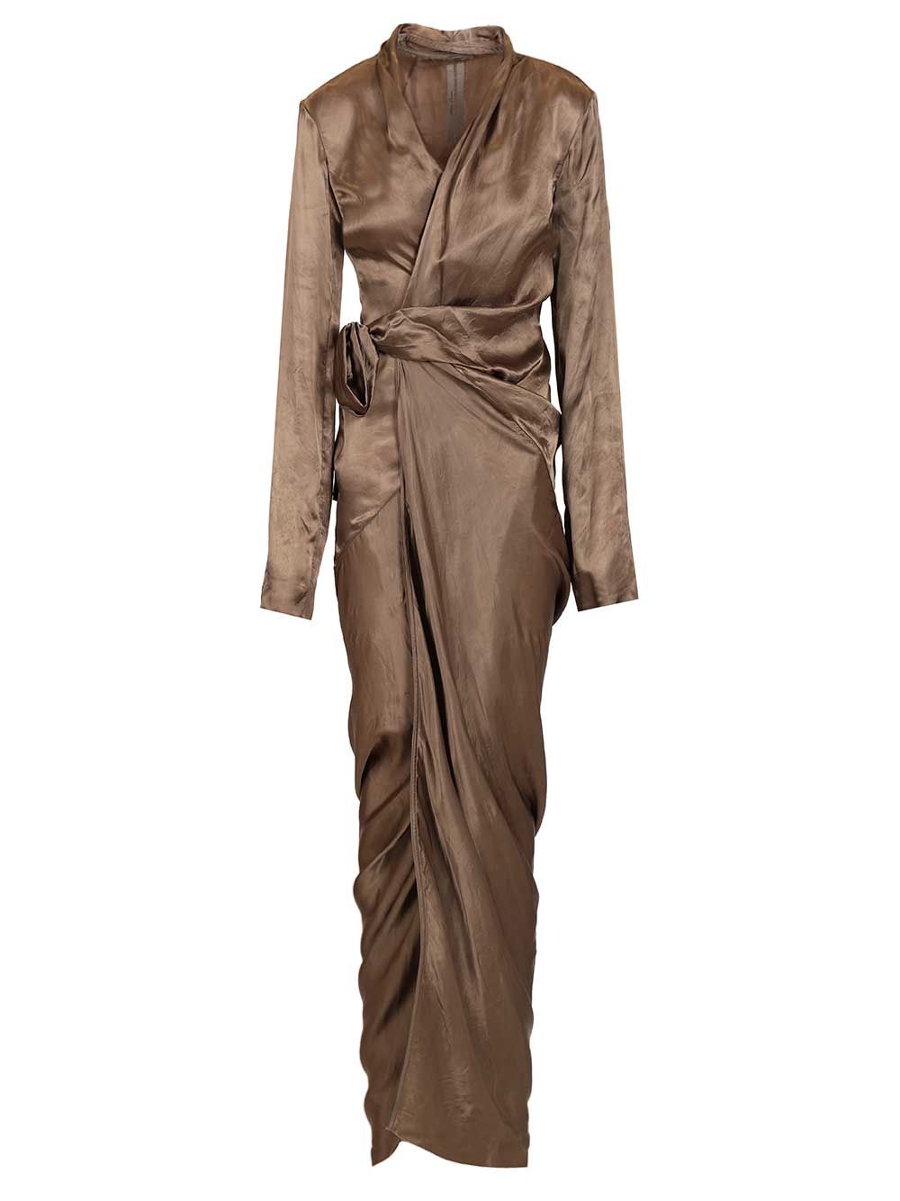 Rick Owens Wrap Gown Dress Dresses - Brown | 732ce29f93e59d8606769aa25e65f97a87d67cbf