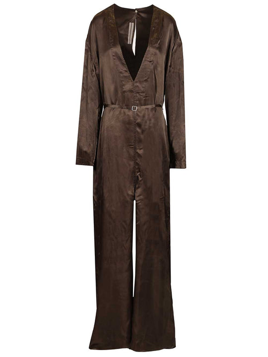 Long-Sleeved Jumpsuit Jewelry Brown
