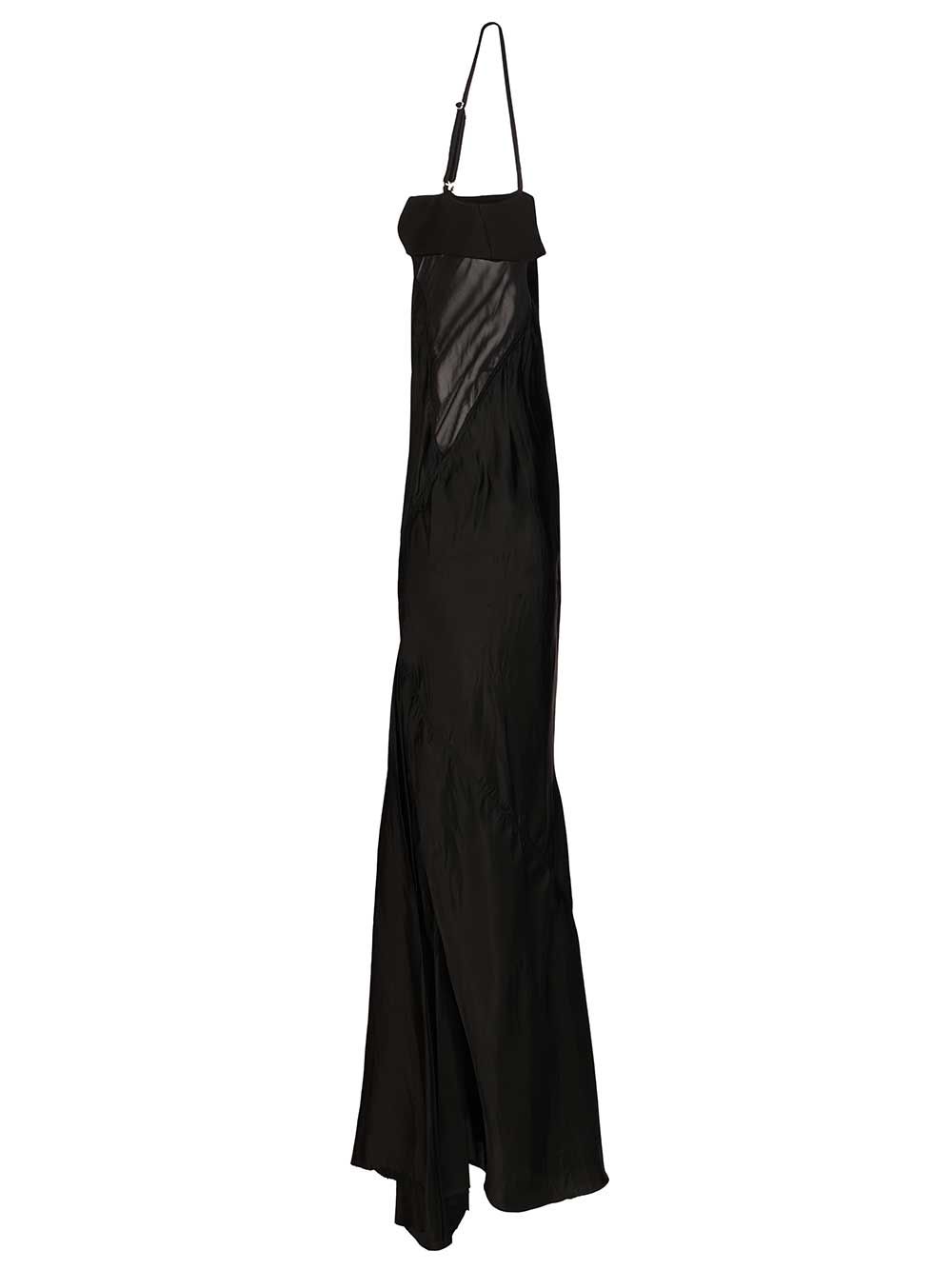 Rick Owens Combo Long Satin Dress Dresses - Black | 478bb3ece2f6545e005b7254b508fd78b2d31aa9