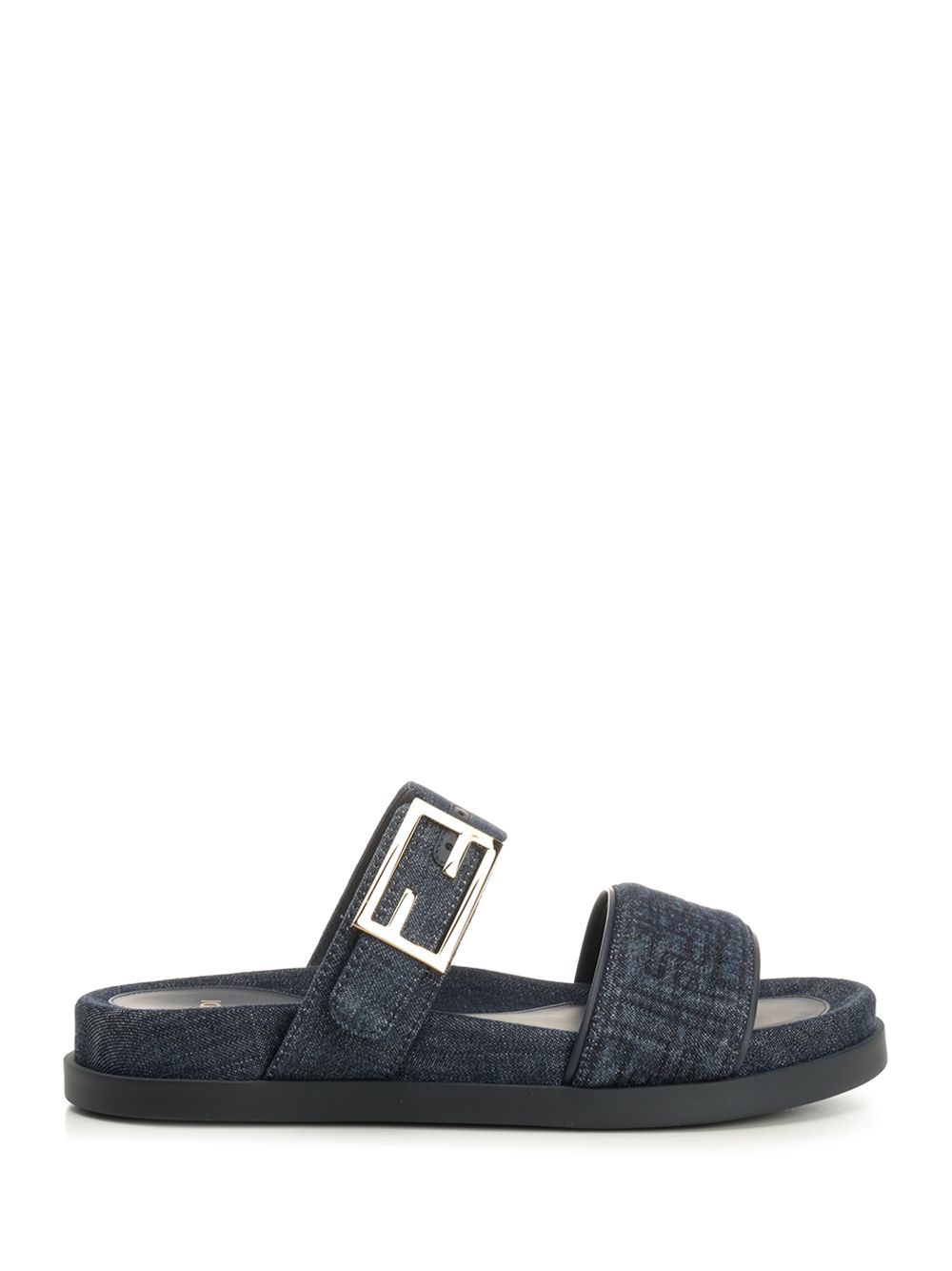 Fendi Flat Denim Slides Sandals - Blue | b64f7e1ce5d3edbe48c01d101f69c94c8bcc579c