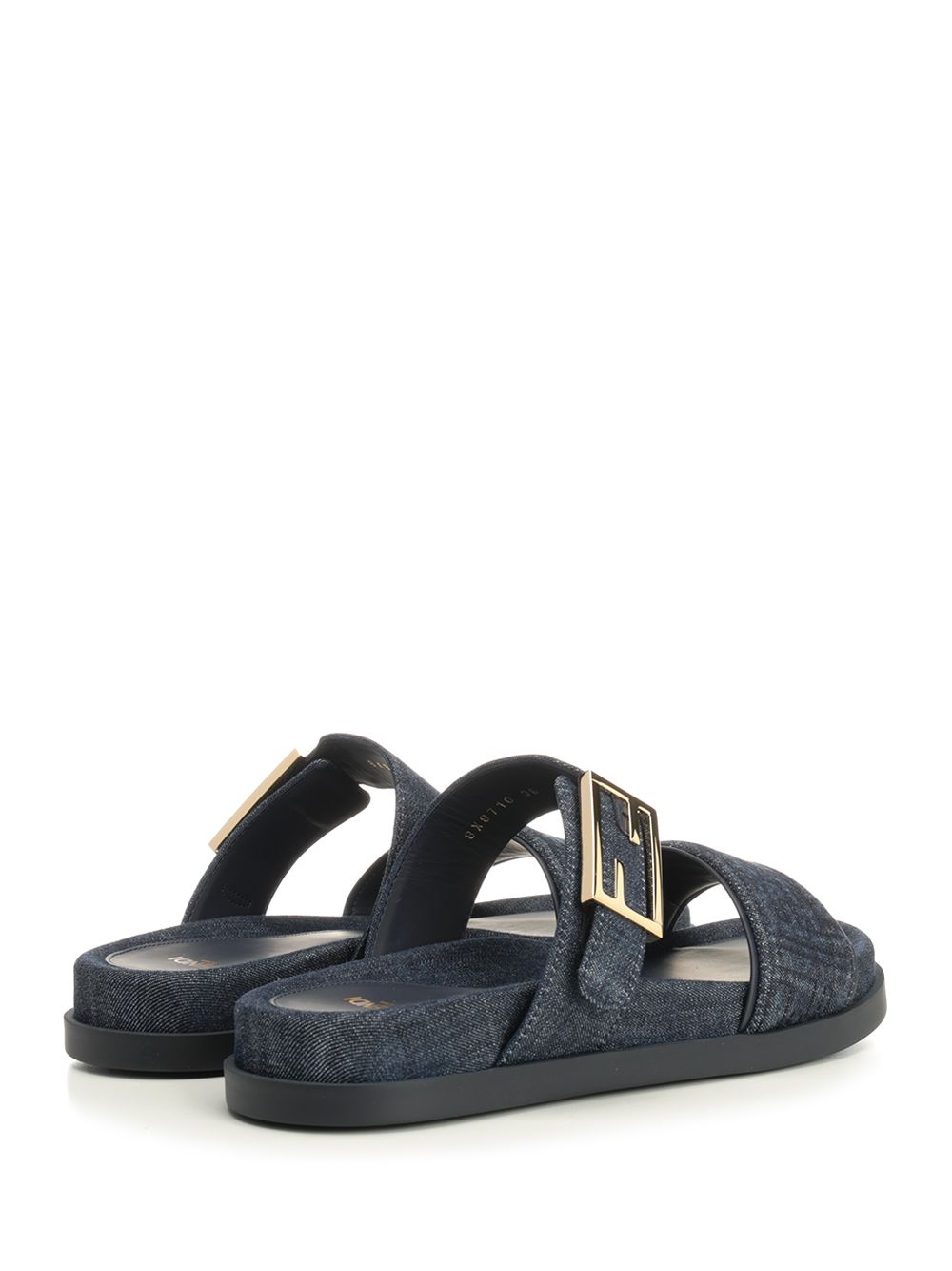 Fendi Flat Denim Slides Sandals - Blue | 1bde5c903e34e73742d96ea67769ebd4960ddd0e
