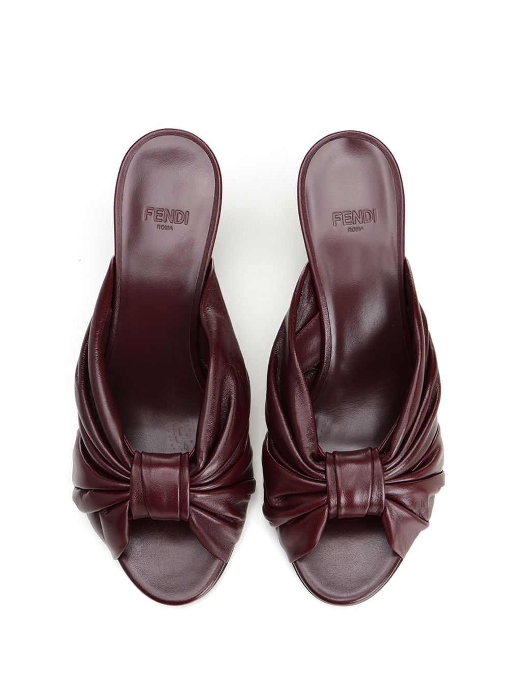 Fendi Slides In Shiny Nappa Leather Sandals - Brown | b3f770c2466b828de5b15168053581a58db25665
