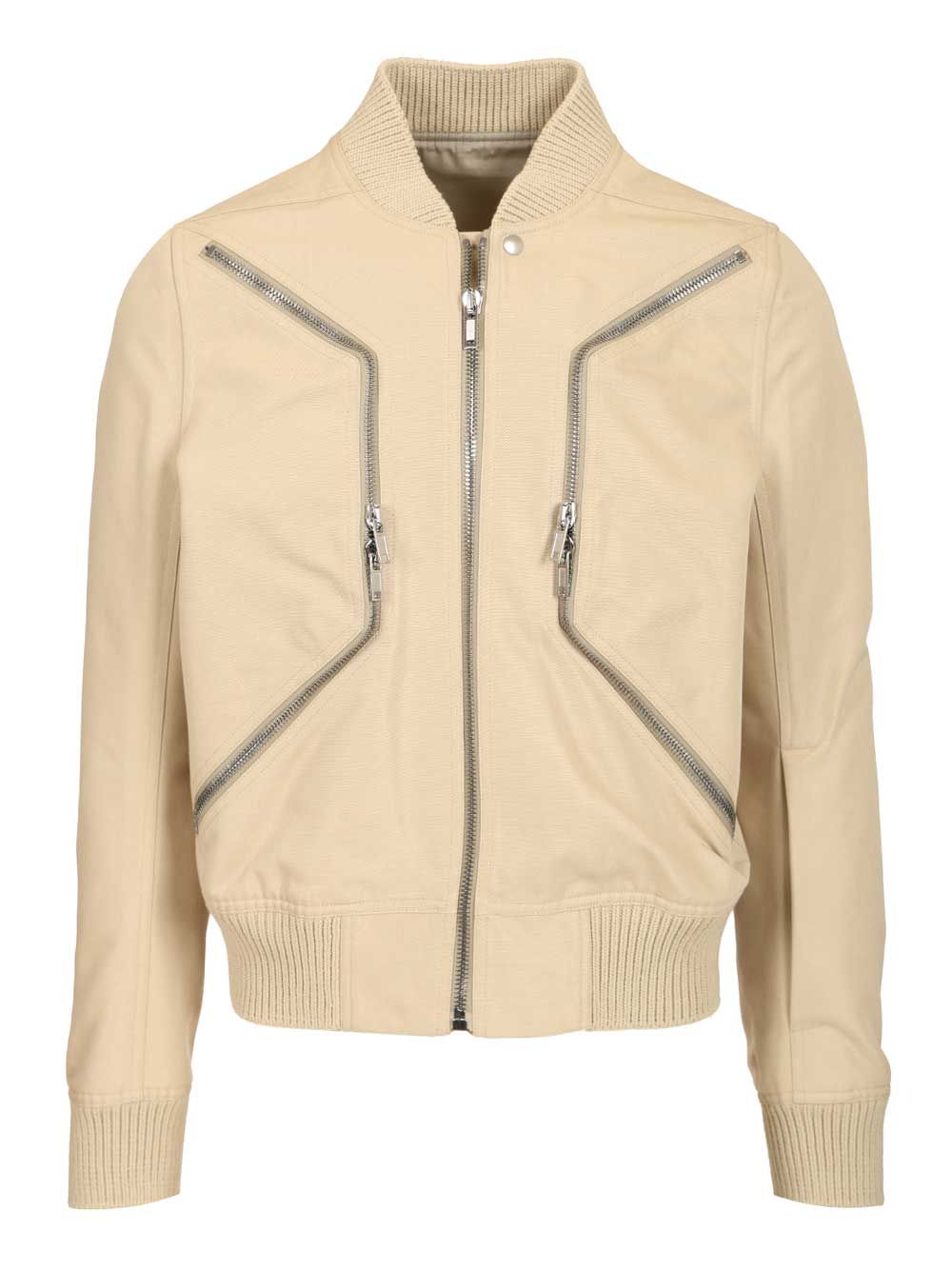 Rick Owens Heizer Flight Jacket In Organic Cotton Jackets - Beige | e474f00548589a66c361c6780f3ffd9b1ab4fb65