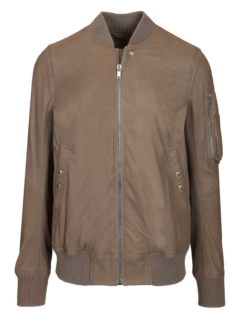 Rick Owens Aviator Leather Jacket Jackets - Beige | 1706be55aa2e430dc2646b55a2a73d6d06a470b6