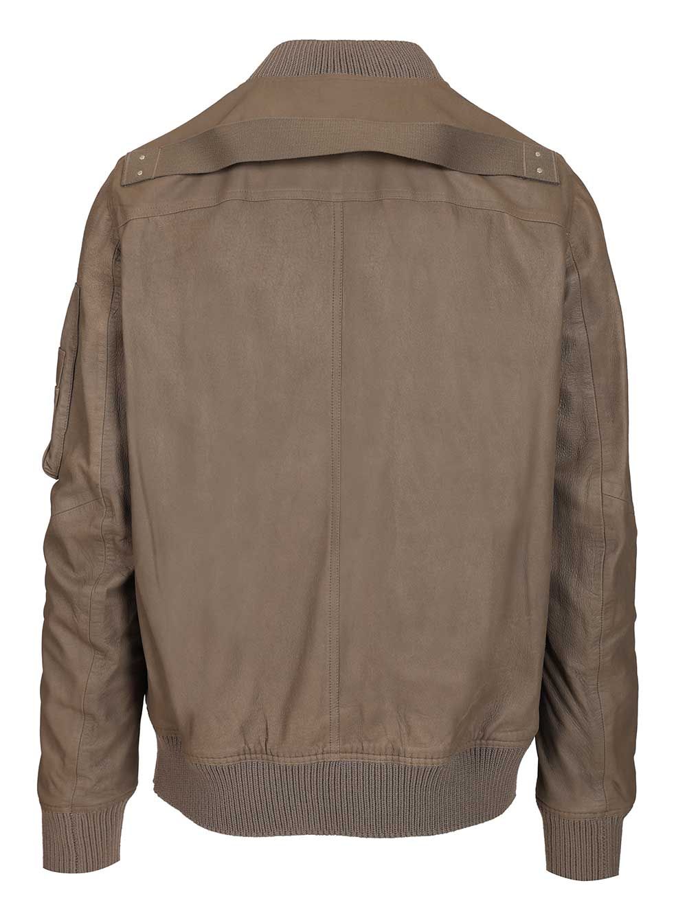 Rick Owens Aviator Leather Jacket Jackets - Beige | 29f38aad78bd57b879a271a182da32e941be0923