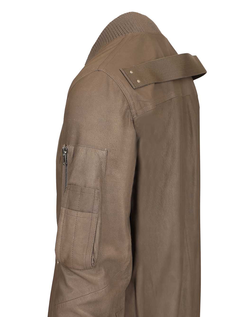Rick Owens Aviator Leather Jacket Jackets - Beige | 5247853ce954e8b8543de58346a13735698a94d6