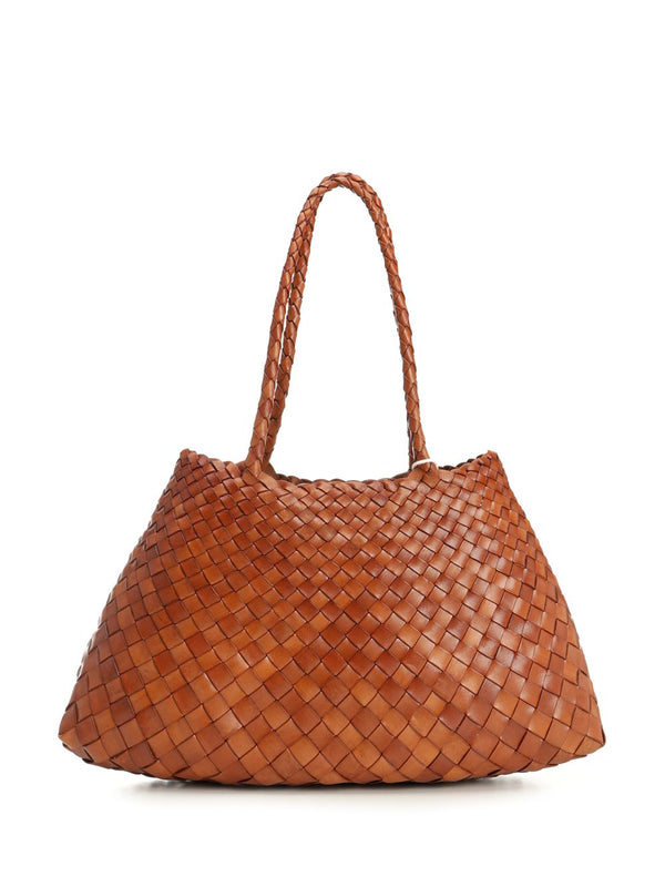 Santa Croce Big Woven Leather Tote Bag Brown
