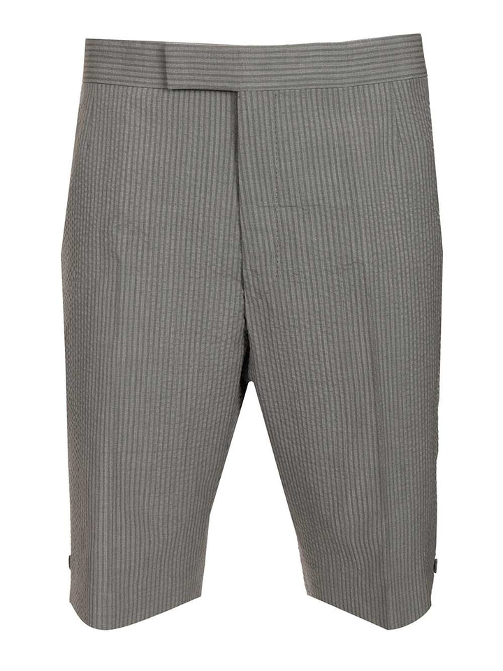 Thom Browne Seersucker Shorts Trousers - Grey | 63a023fdbf4e299d852ef1858040a5489360ad4f