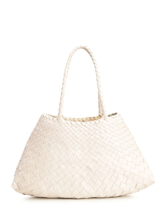 Santa Croce Big Woven Leather Tote Bag Shoulder Bags Beige