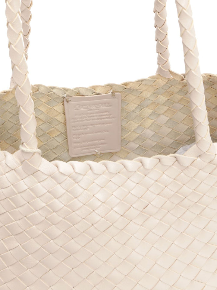 Dragon Diffusion Santa Croce Big Woven Leather Tote Bag Shoulder Bags - White | 3873db9a21e7ce509cc989f73585a3fc6dcb1739