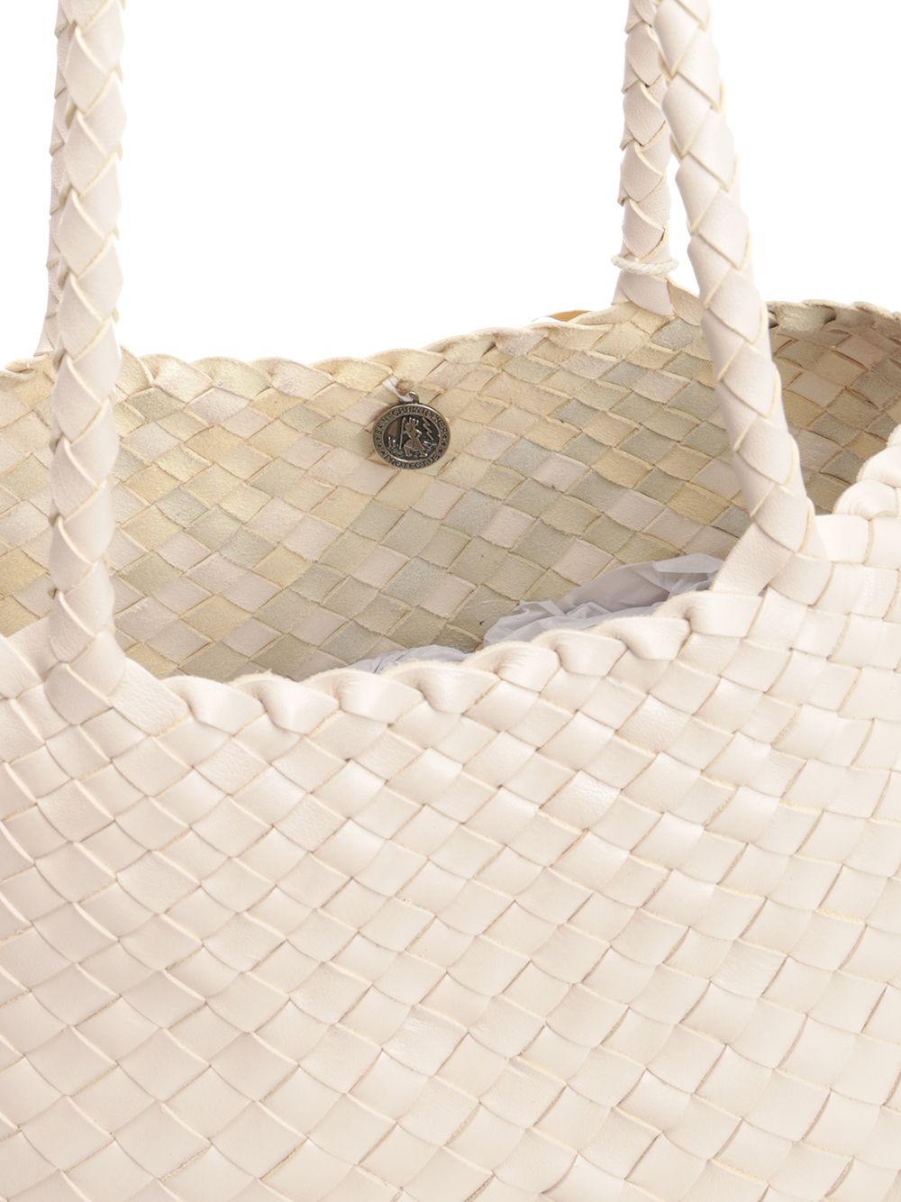 Dragon Diffusion Santa Croce Big Woven Leather Tote Bag Shoulder Bags - White | 7f5aeab645fc2f9da92652c75b29036279911469