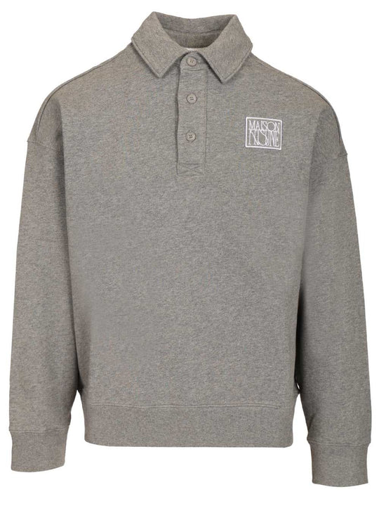 Oversized Polo Sweatshirt Polo Shirt Grey