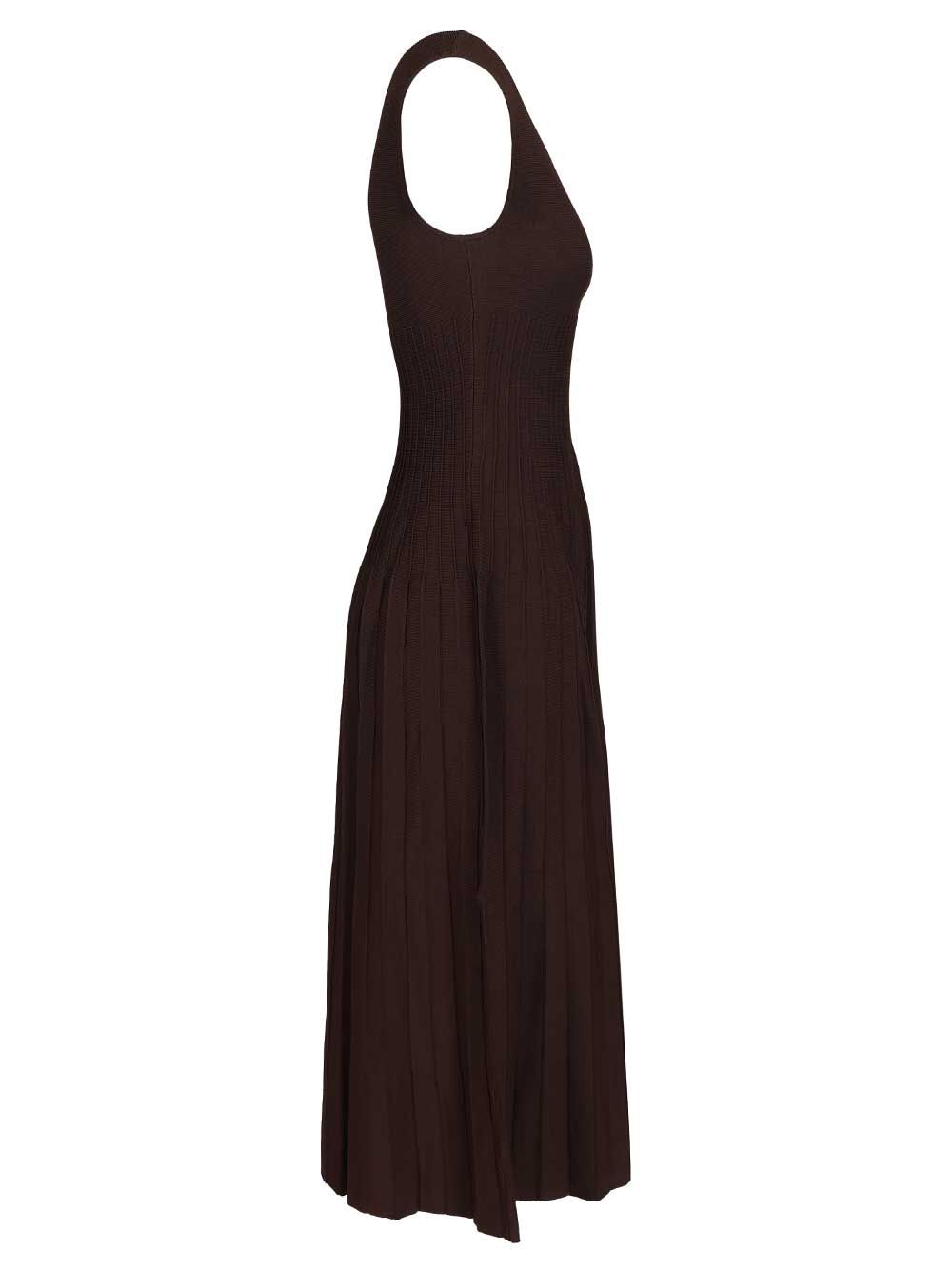 Staud Midi Elyse Midi Dress Dresses - Brown | 792e91ea21dda818a437bc9d28c88ef0a147be04