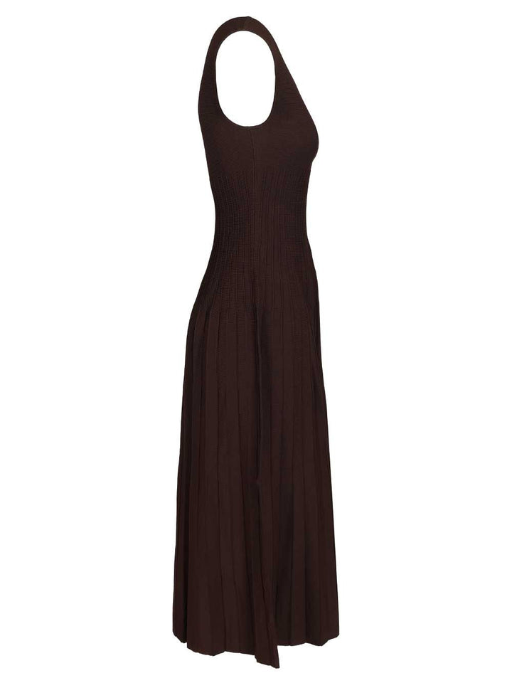 Staud Midi Elyse Midi Dress Dresses - Brown | 792e91ea21dda818a437bc9d28c88ef0a147be04
