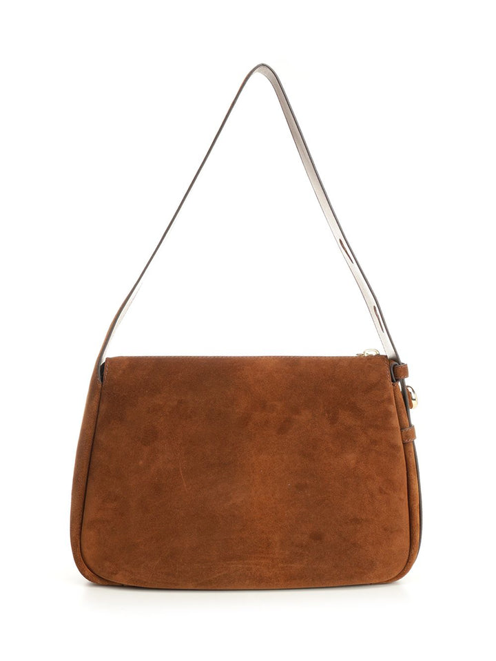 Tory Burch Romy Suede Shoulder Bag Shoulder Bags - Brown | d8deb46933fe685cd9fca07dbc2ccd7a3a6b6356