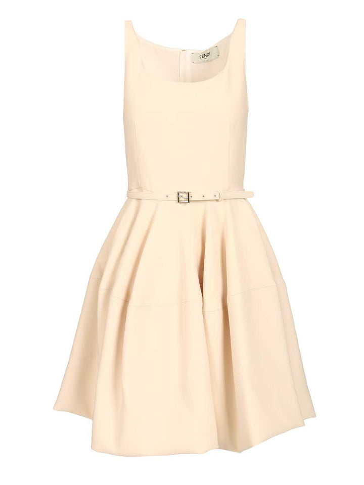 Fendi Mini Dress In Wool And Silk Blend Dresses - Beige | 5b2d64a3693ec62a683b1b21d1c385f1d55089d6
