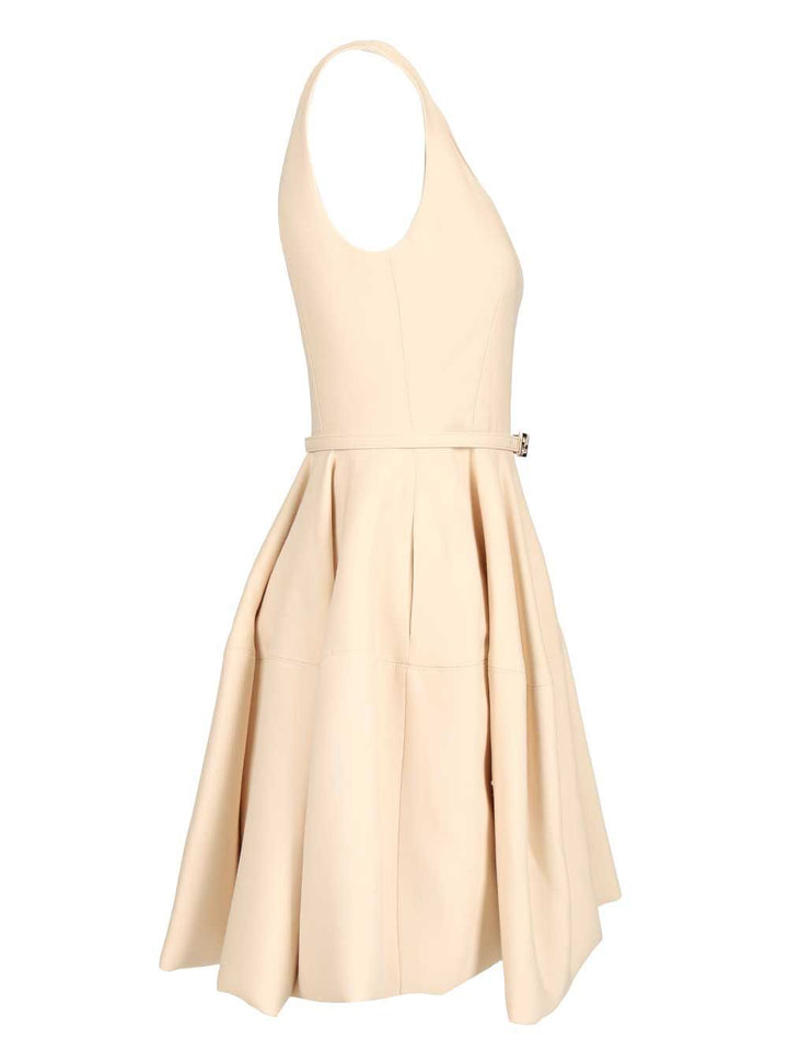Fendi Mini Dress In Wool And Silk Blend Dresses - Beige | a923627f1e0fb621dea043ae4399057b210d9529