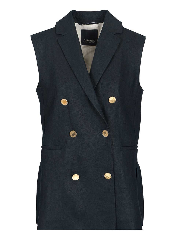 'S Max Mara Double-Breasted Vest Jackets - Blue | 7699f1423673d357669889ae48eaff9da92345cb