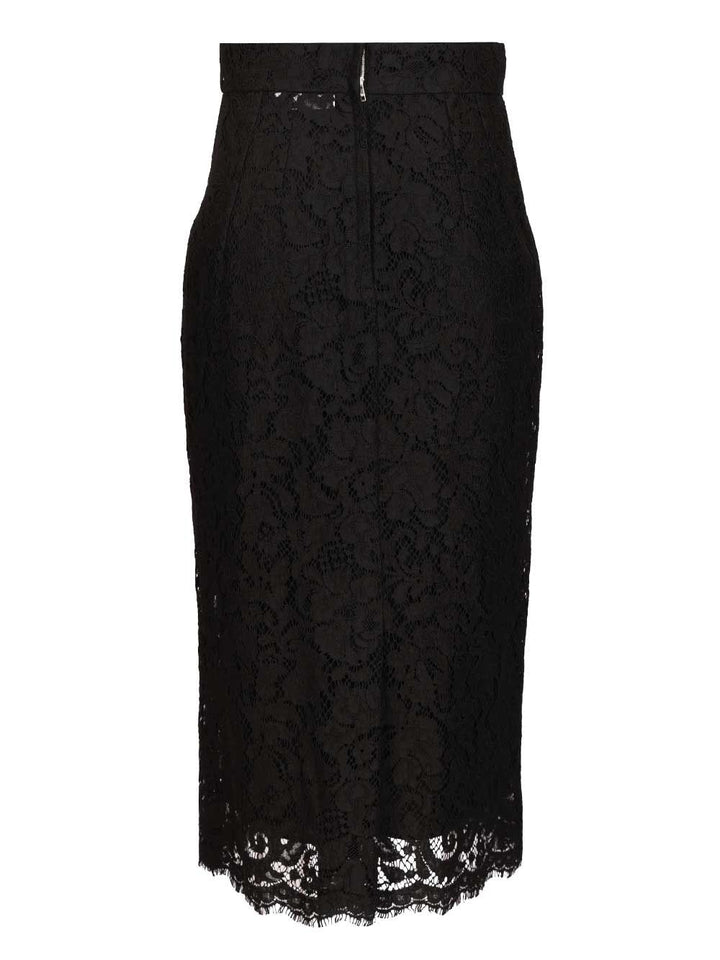 Dolce & Gabbana Stretch Lace Midi Skirt Skirts - Black | 3097141bba615667b4acd44534a81815ea111fb7