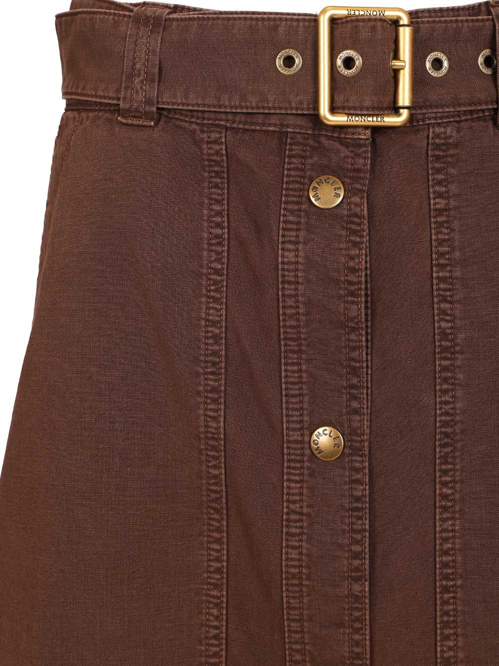 Moncler Cotton Midi Skirt With Belt Skirts - Bordeaux | 6c146722fffdfba3f3d66e0de54e488bca179713
