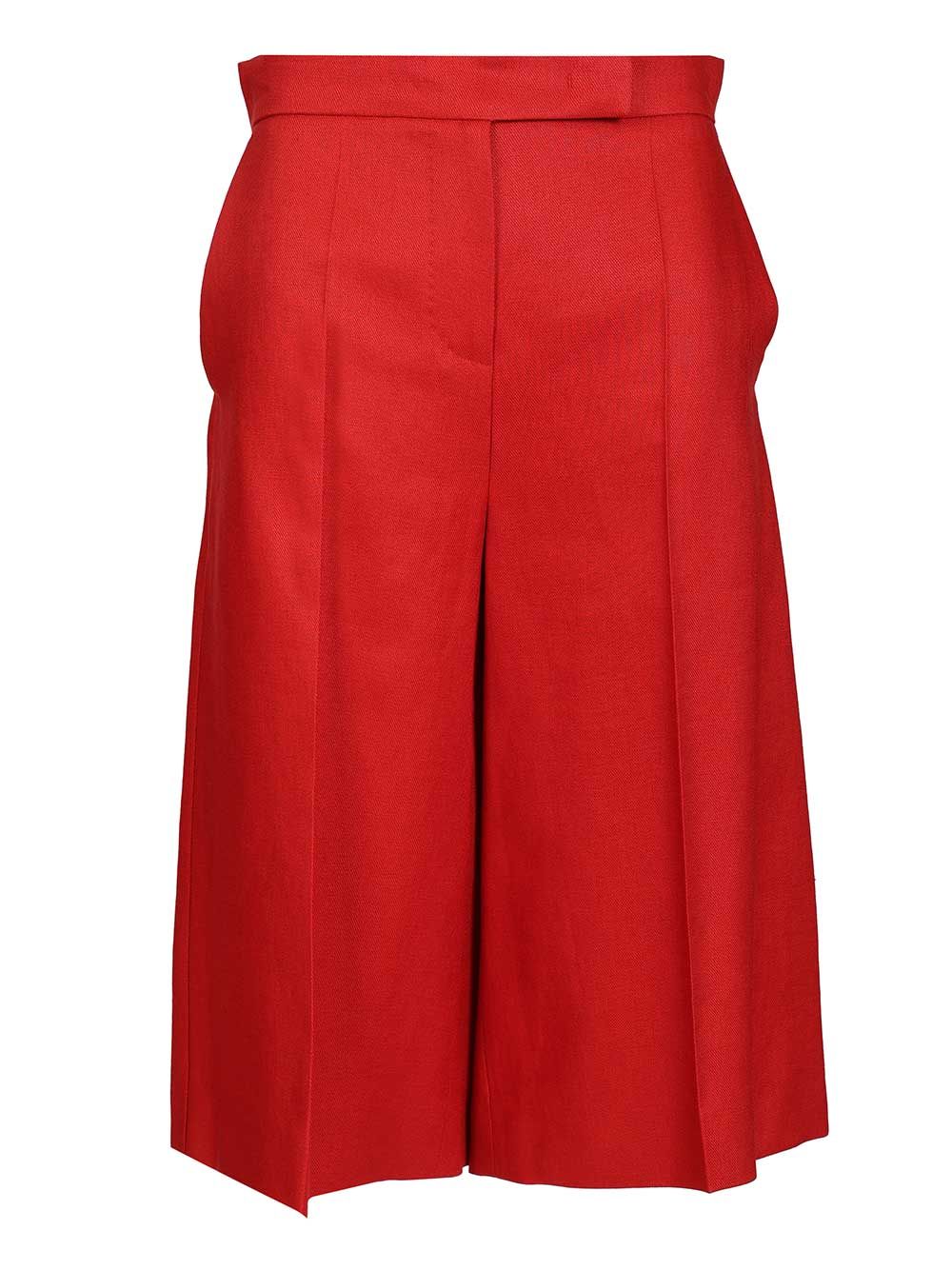 Max Mara Linen Twill Bermuda Shorts Trousers - Red | e46bde0a5ce6eff3a63dc9600af32e0382998f62