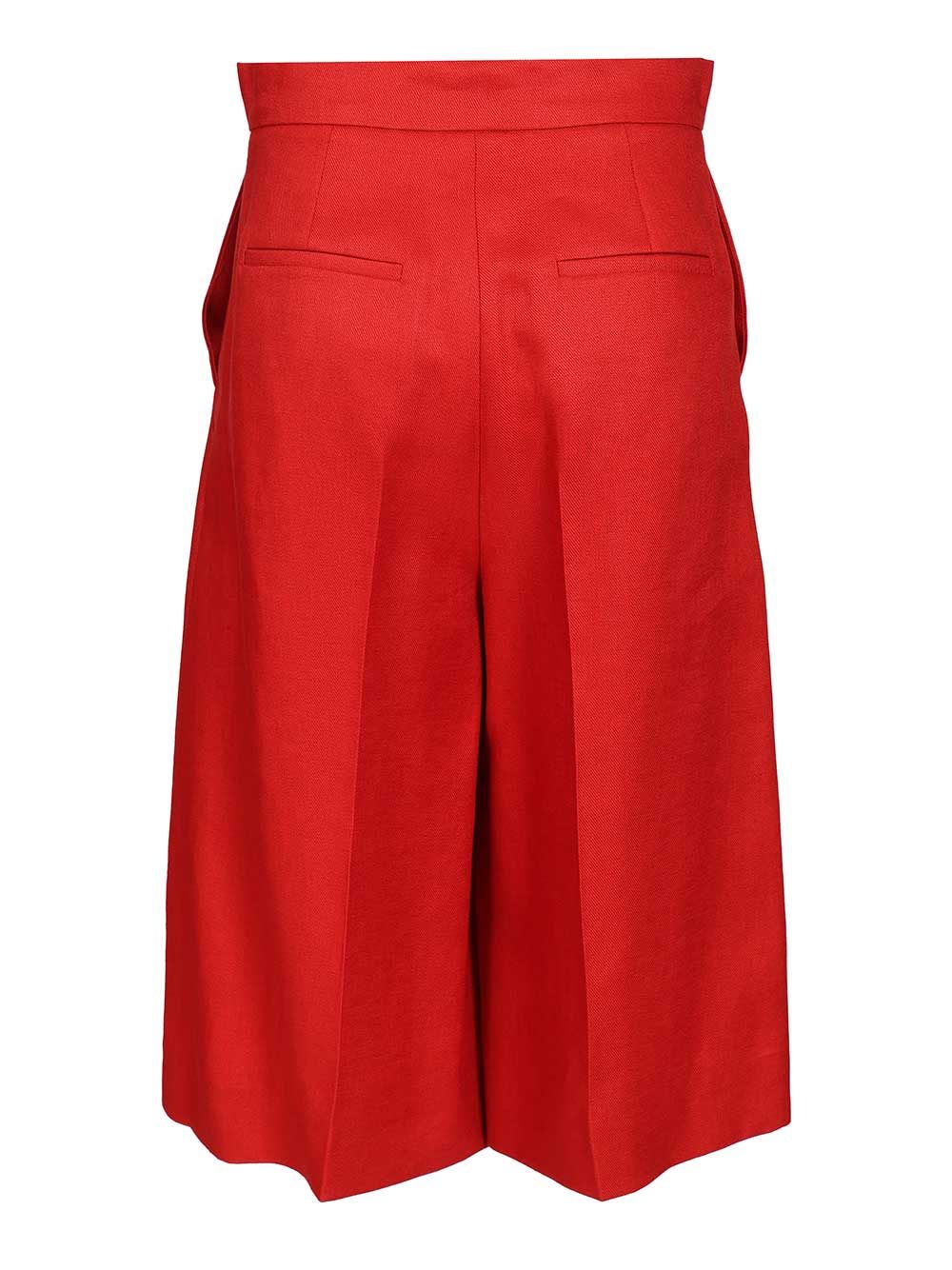 Max Mara Linen Twill Bermuda Shorts Trousers - Red | 626c1feafe12d27dc6bdaaf127d4d8d8662d413d
