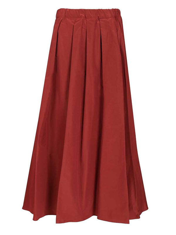Long Pleated Taffeta Skirt Skirts Red
